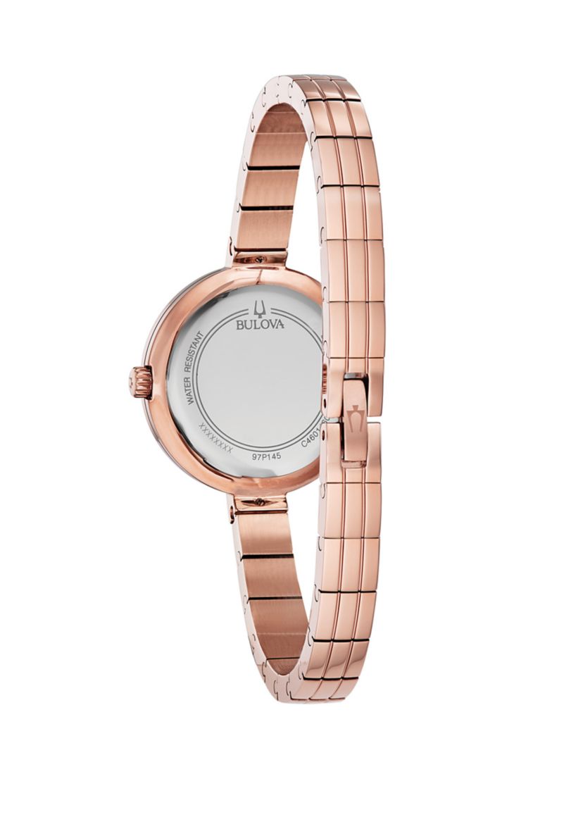 Womens Rhapsody Diamond Accent Rose Gold-Tone Stainless Steel Bracelet Watch 
