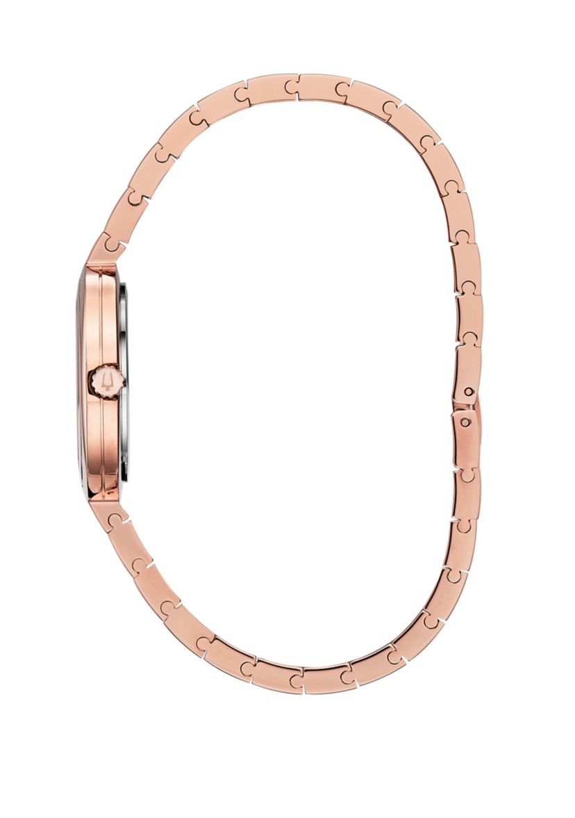 Womens Rhapsody Diamond Accent Rose Gold-Tone Stainless Steel Bracelet Watch 