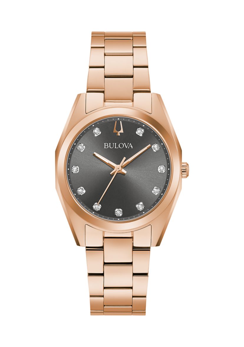 Womens Surveyor Diamond Accent Rose Gold-tone Stainless Steel Bracelet Watch