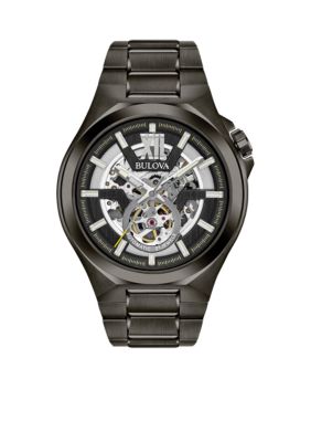 Bulova Men's Gunmetal IP Stainless Steel Automatic Collection Bracelet Watch -  540026498A179