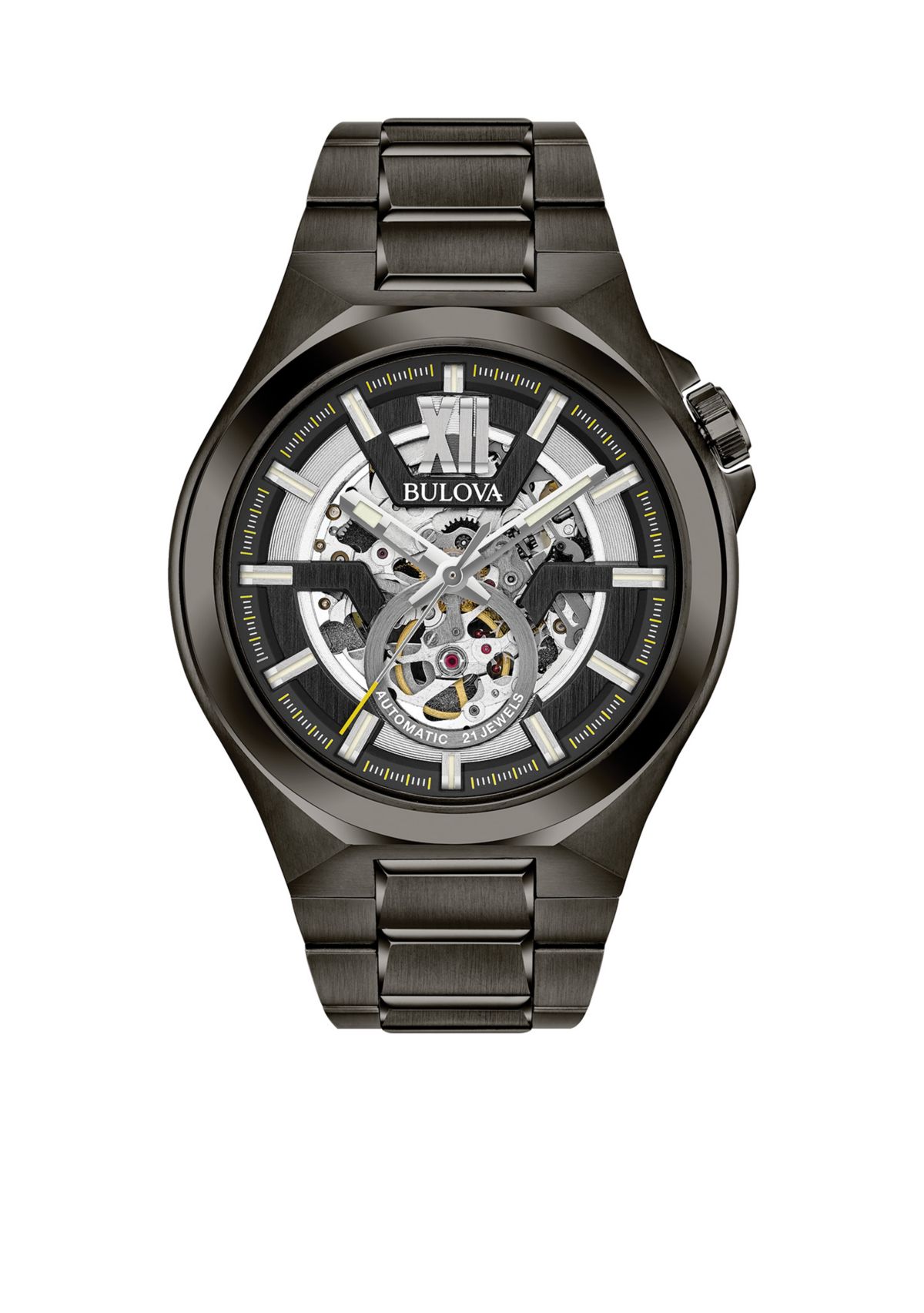 Mens Gunmetal IP Stainless Steel Automatic Collection Bracelet Watch