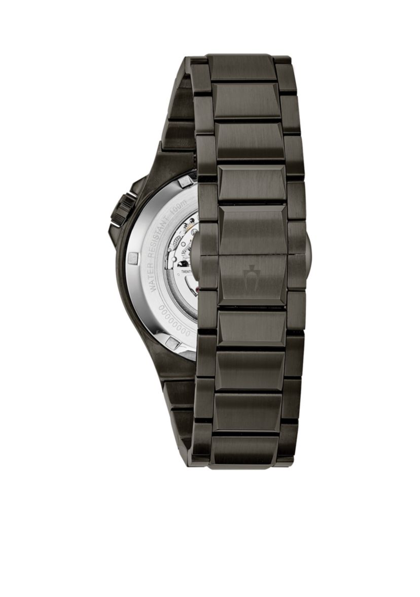 Mens Gunmetal IP Stainless Steel Automatic Collection Bracelet Watch