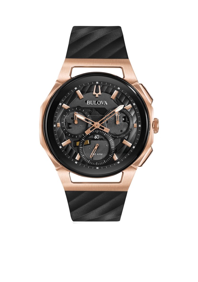 Mens Rose Gold-Tone Curv Chronograph Watch