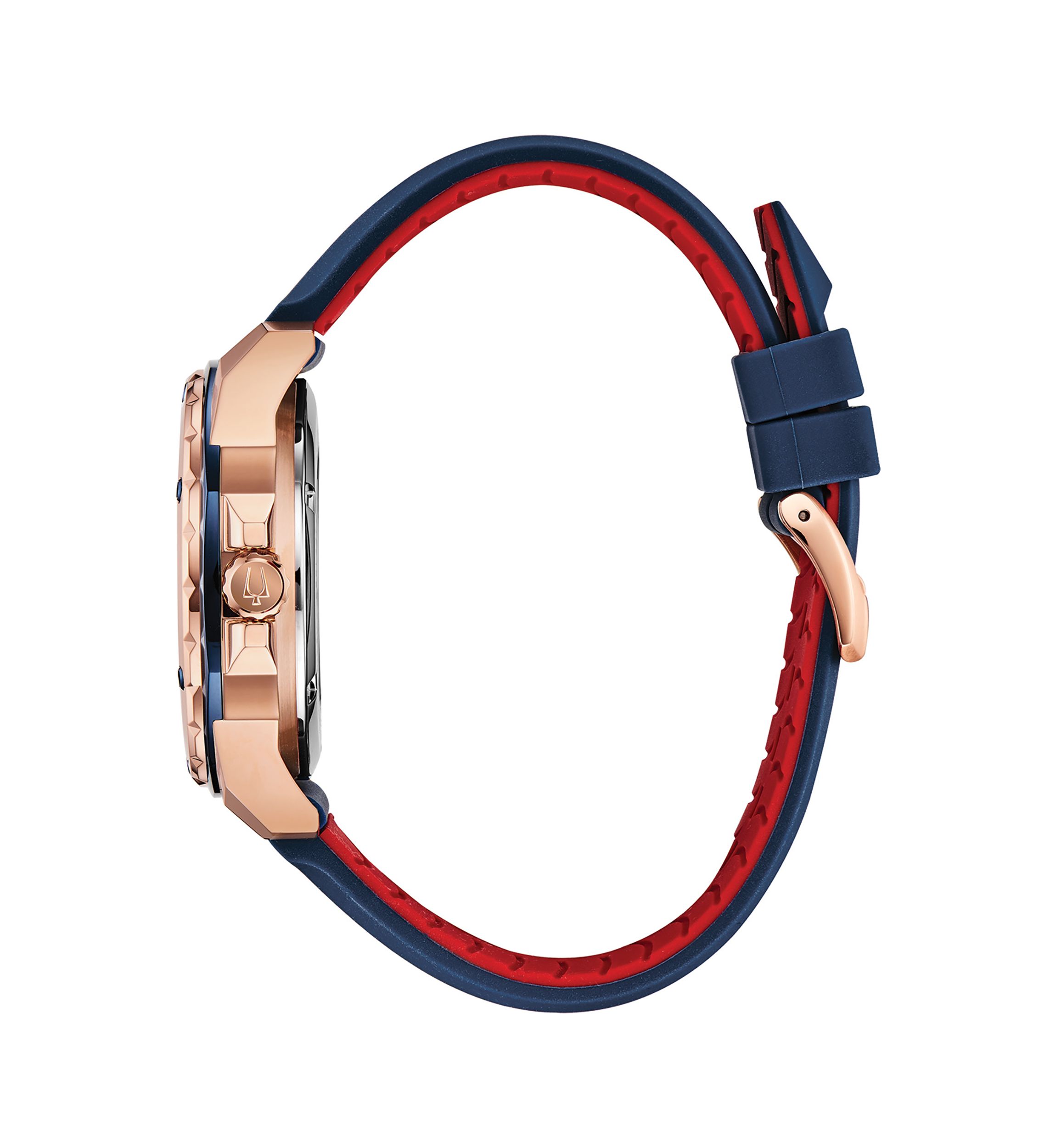 Rose Gold Tone Stainless Steel Marine Star Automatic Silicone Watch