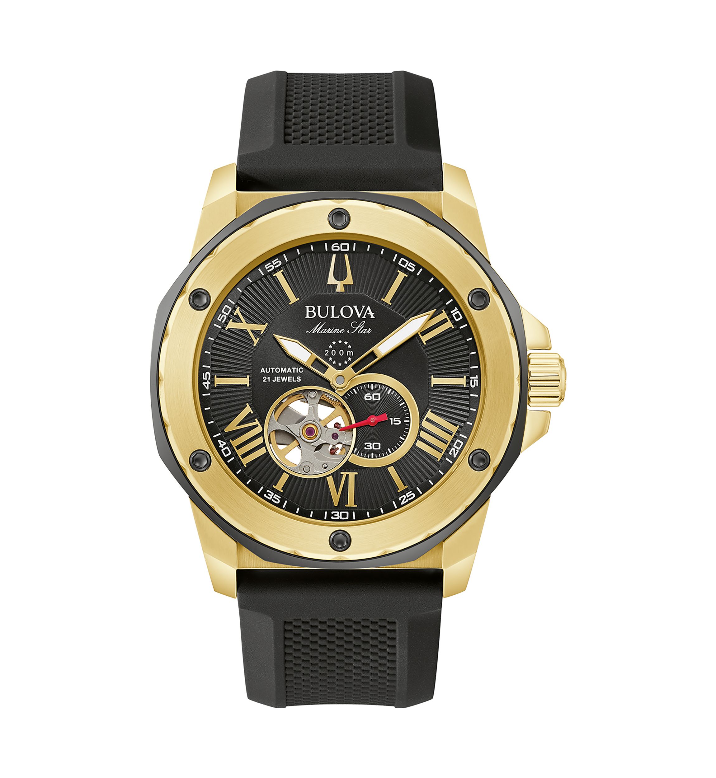 Marine Star Mens Automatic Black Strap Watch