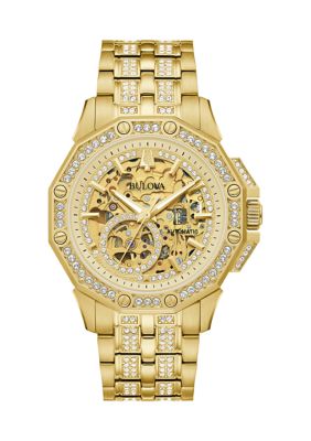 Men's Crystal Octava Automatic Gold-Tone Stainless Steel Bracelet Watch