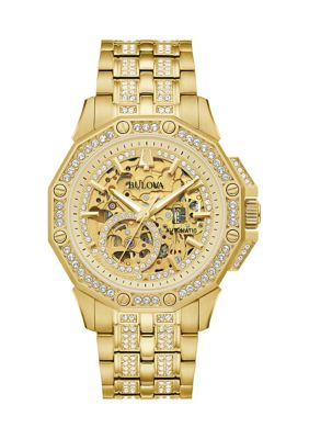 Bulova Men's Crystal Octava Automatic Gold-Tone Stainless Steel Bracelet Watch -  0042429589315