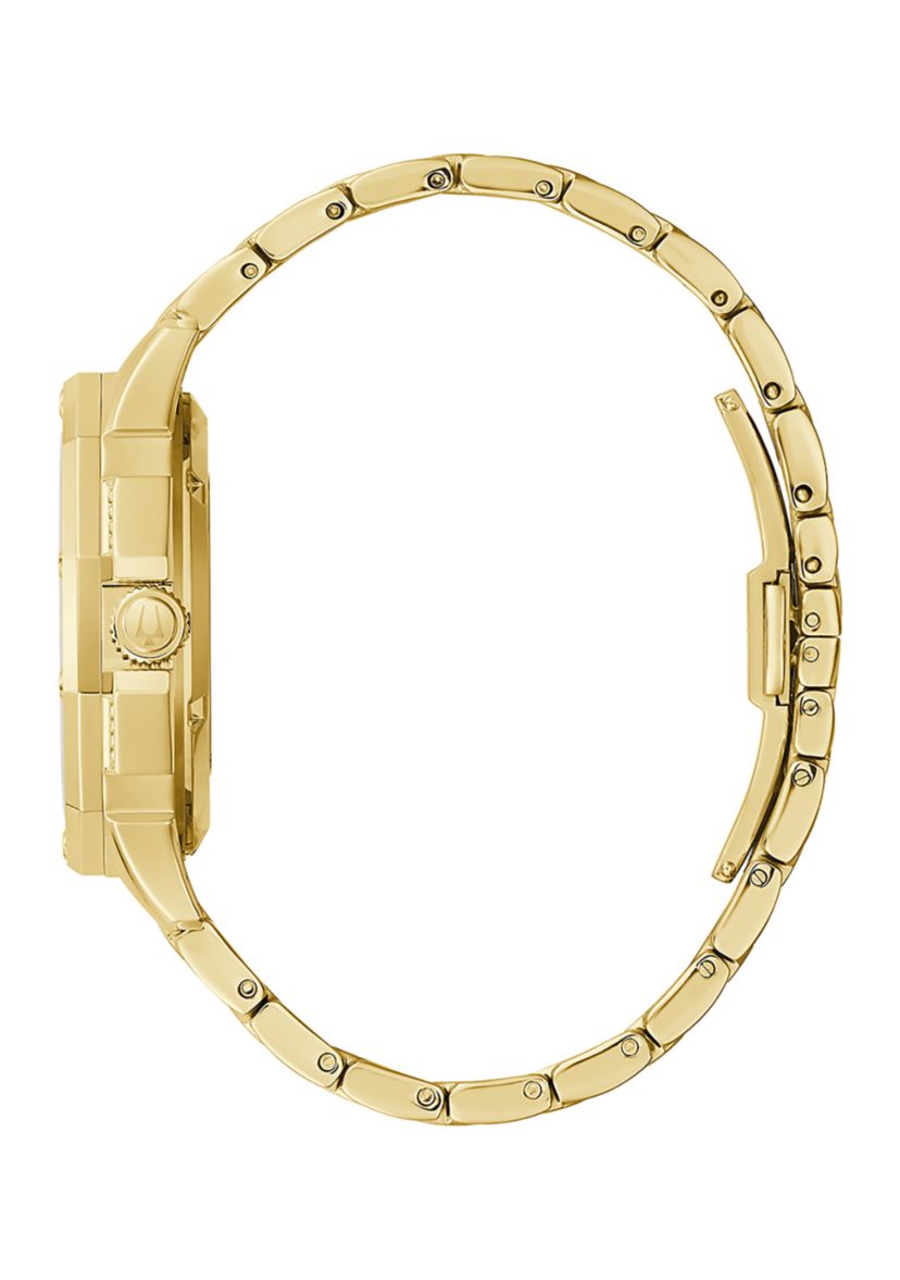 Mens Crystal Octava Automatic Gold-Tone Stainless Steel Bracelet Watch