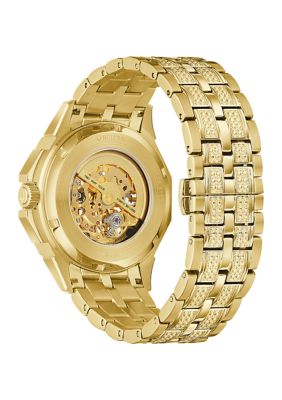 Men's Crystal Octava Automatic Gold-Tone Stainless Steel Bracelet Watch