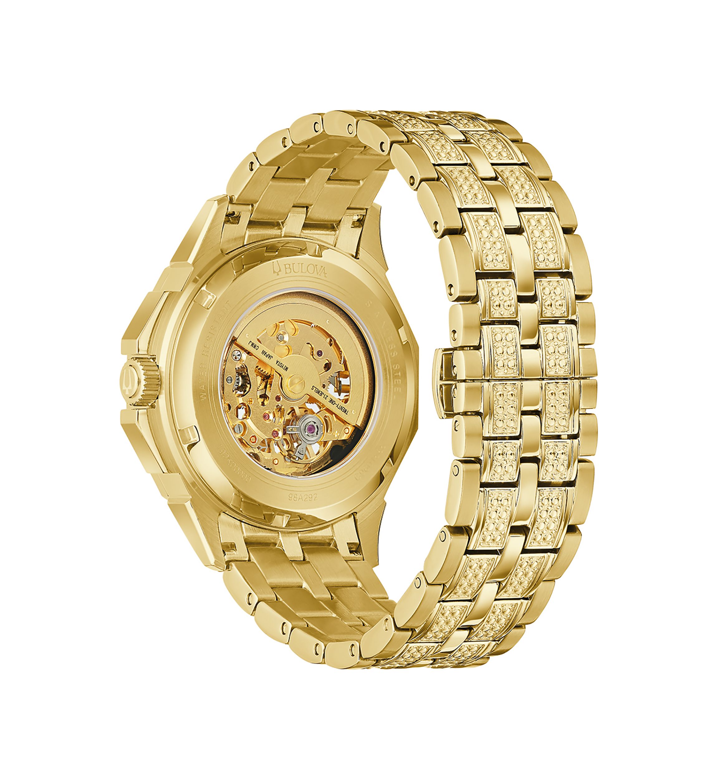 Mens Crystal Octava Automatic Gold-Tone Stainless Steel Bracelet Watch