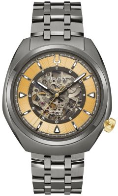 Bulova Men's Grammy Automatic Gunmetal Stainless Steel Bracelet Watch, 44.5mm