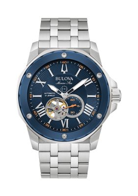 Bulova Men's Marine Star Series A Silver Tone Stainless Steel Bracelet Watch - 45 Millimeter