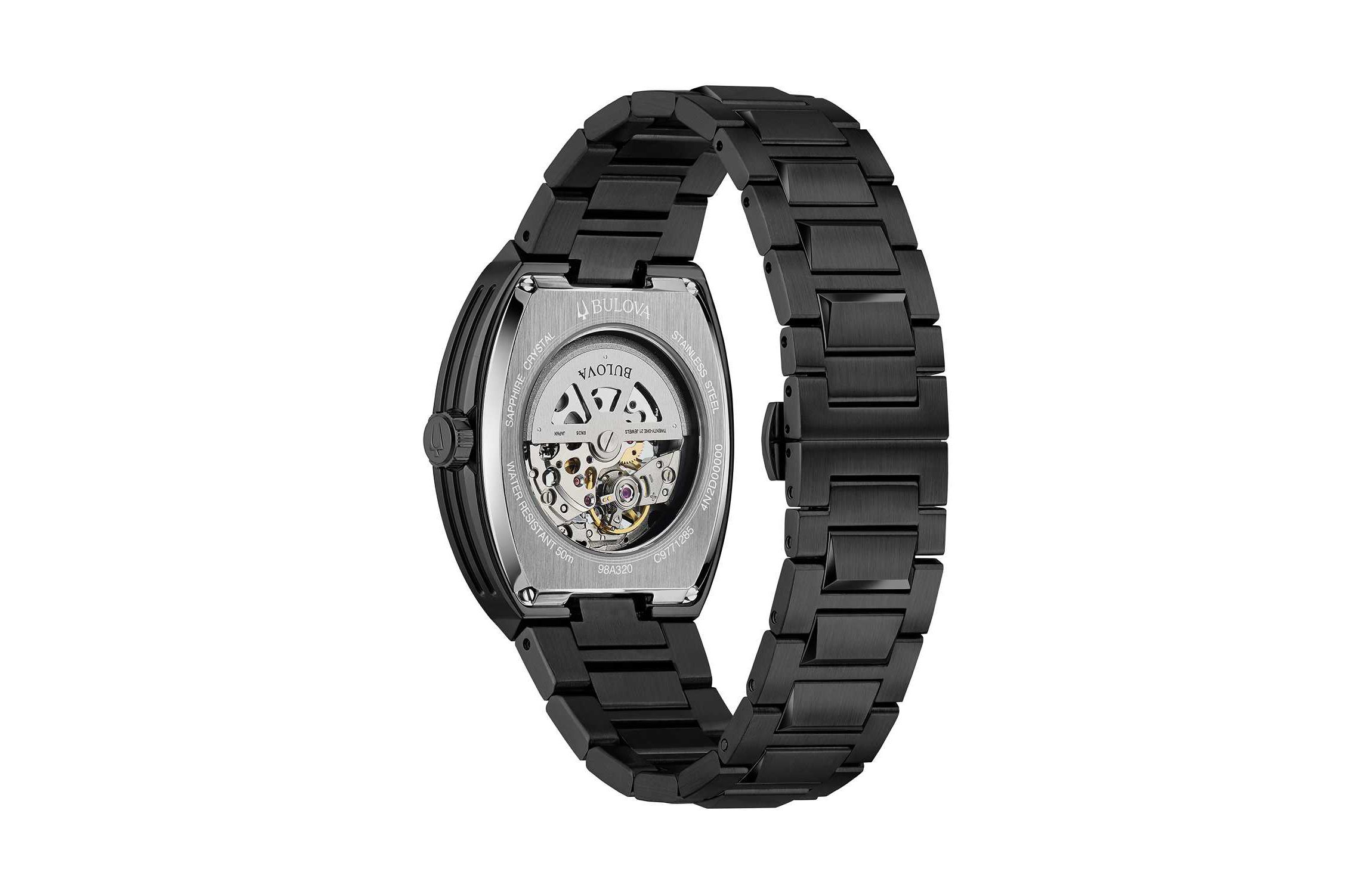 Bulova Mens Performance Maquina Black Stainless Steel Bracelet Watch 40mm