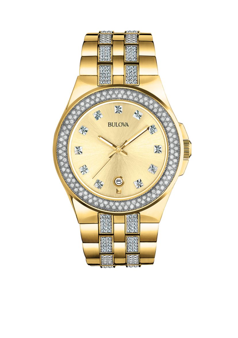 Mens Stainless Steel Crystal Collection Watch