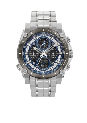 Bulova Men's Stainless Steel Chronograph Precisionist Bracelet Watch 46mm, Grey -  0042429559936