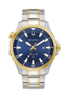 Bulova Men s Marine Star Two Tone Stainless Steel Bracelet Watch belk