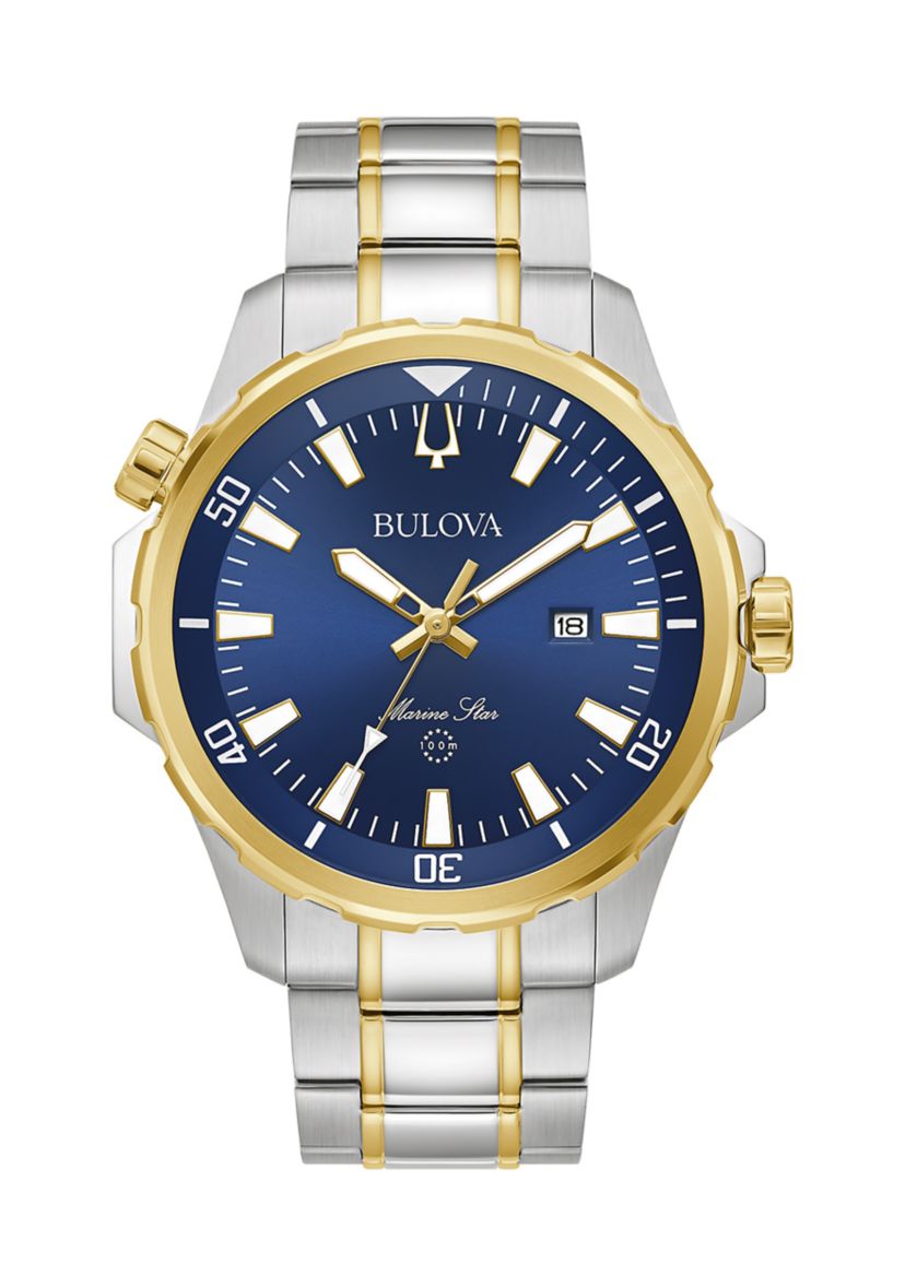 Mens Marine Star Two-Tone Stainless Steel Bracelet Watch