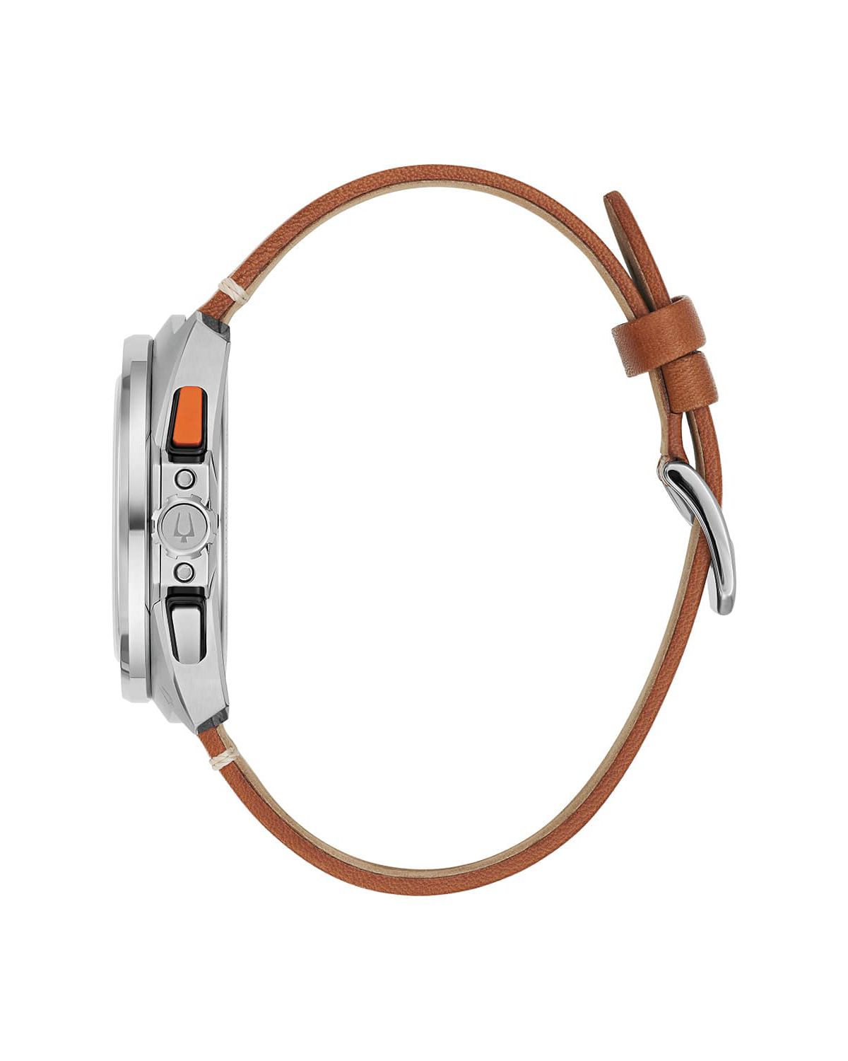 Bulova Mens Performance Racer Brown Leather Strap Watch