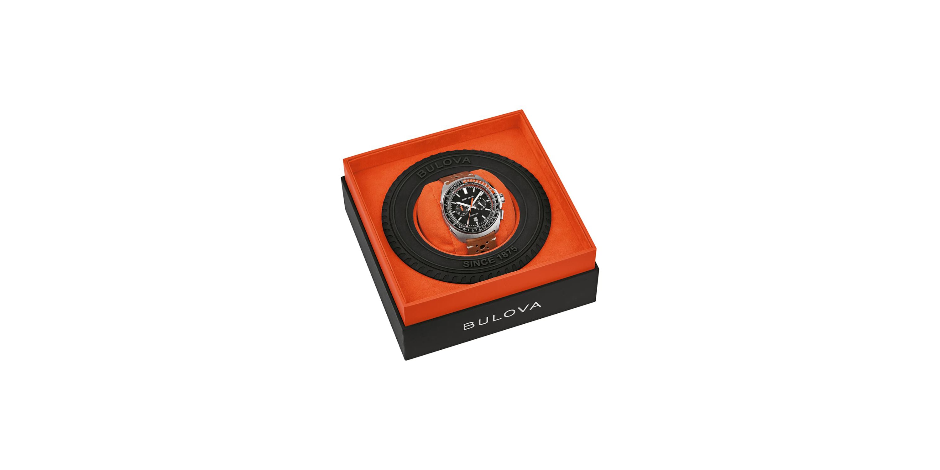Bulova Mens Performance Racer Brown Leather Strap Watch