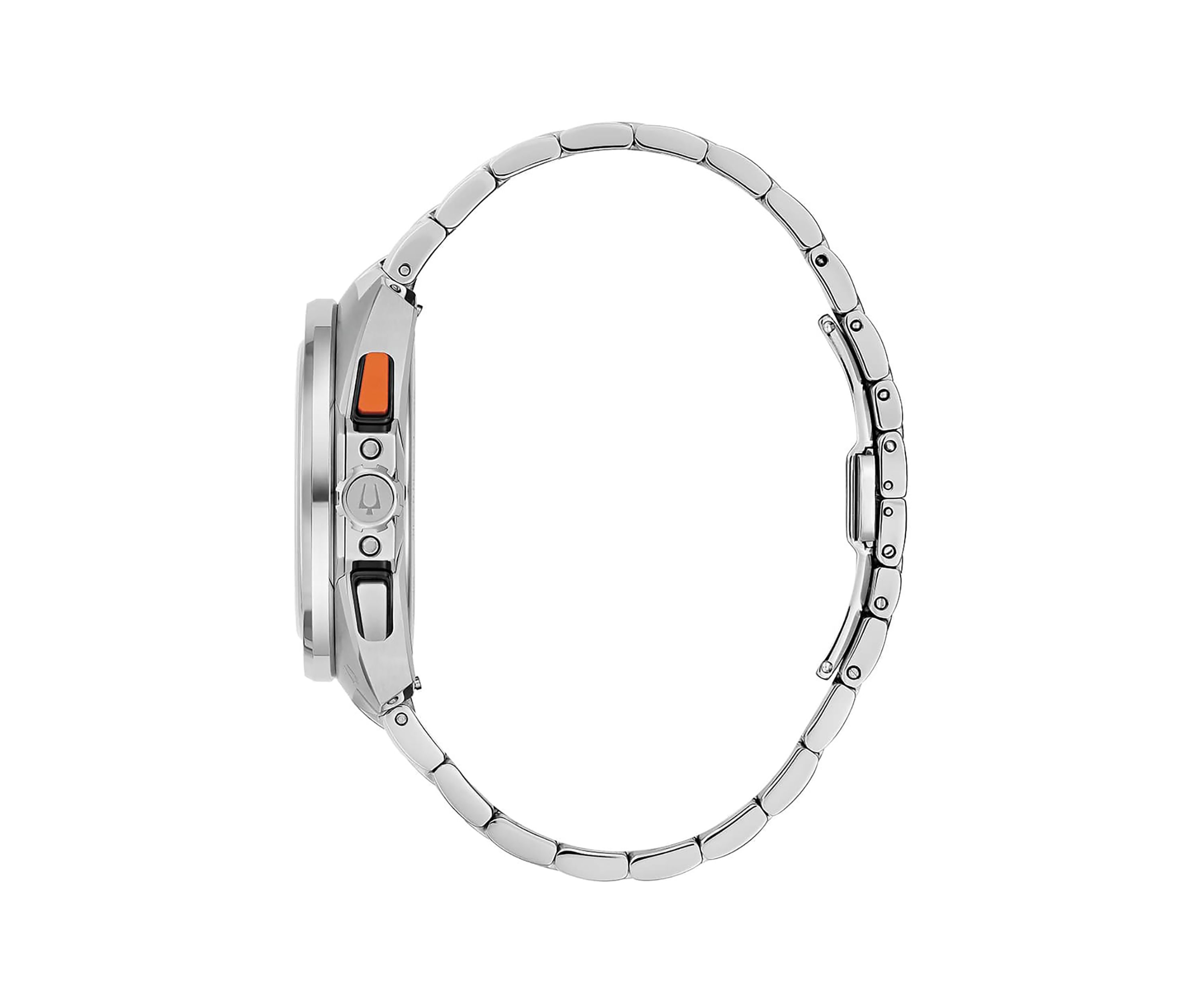 Bulova Mens Performance Racer Silver-Tone Stainless Steel Bracelet Watch