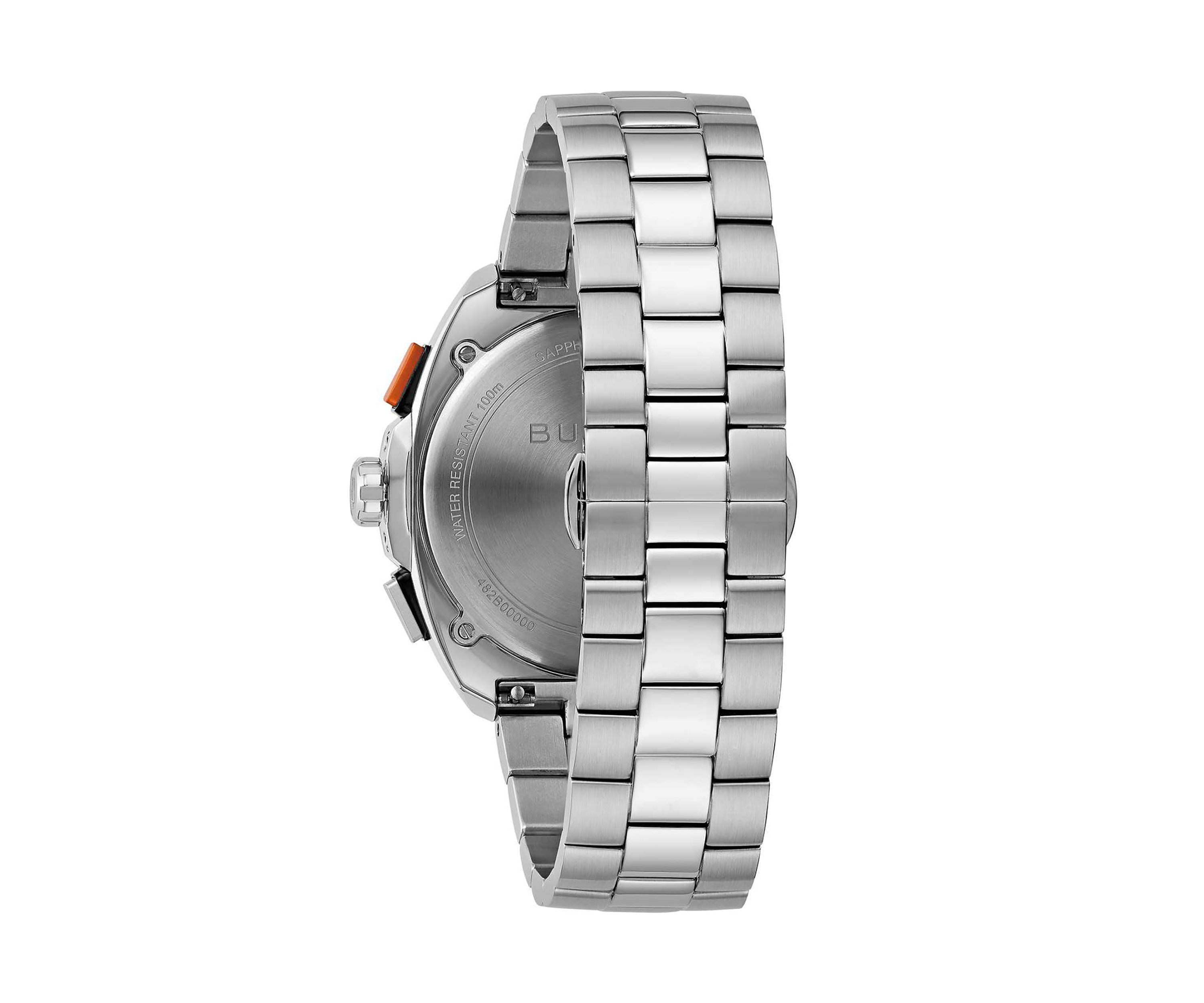 Bulova Mens Performance Racer Silver-Tone Stainless Steel Bracelet Watch