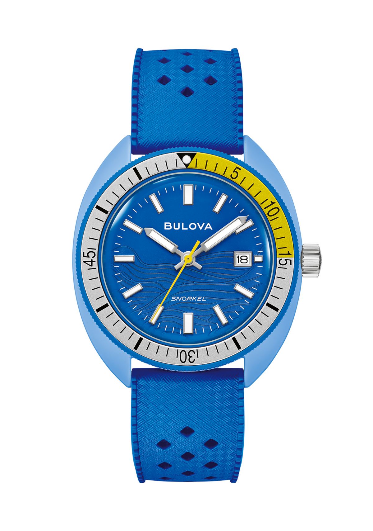 Mens 41 Millimeter Performance Snorkel Blue Rubber Watch