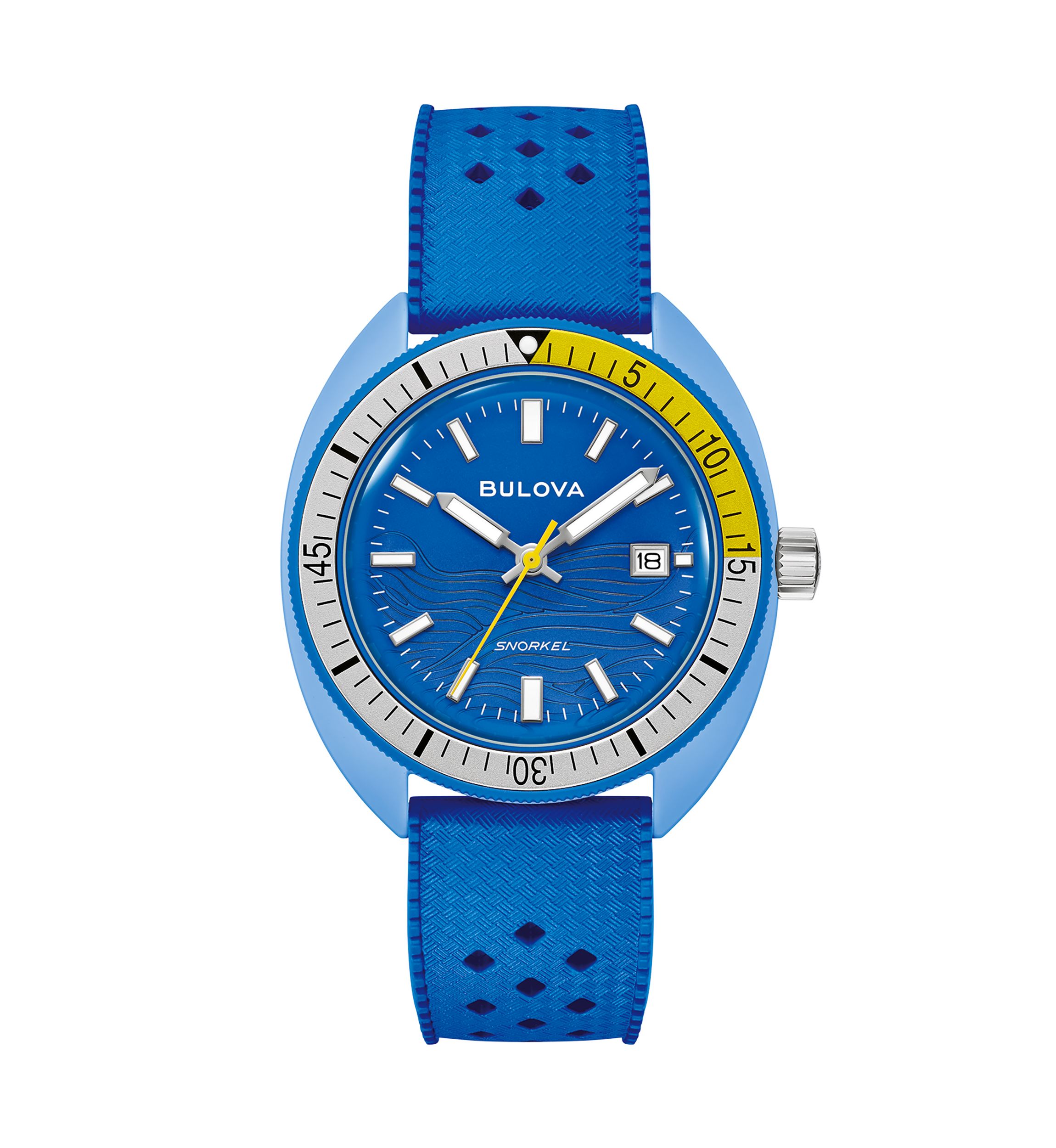 Mens 41 Millimeter Performance Snorkel Blue Rubber Watch