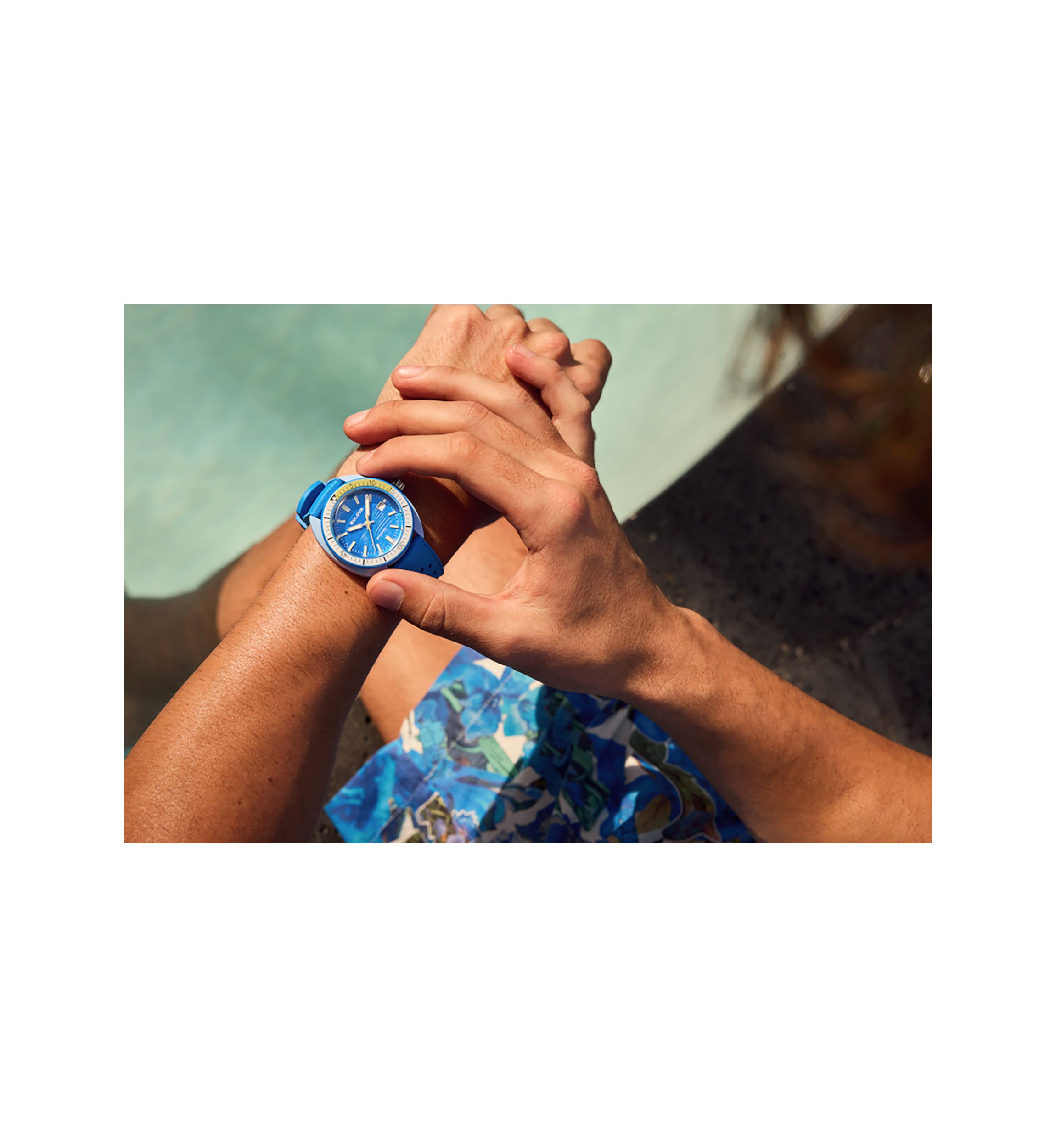 Mens 41 Millimeter Performance Snorkel Blue Rubber Watch