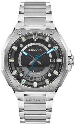 Bulova Mens Luxury Series X Silver-Tone Stainless Steel Bracelet Watch 42mm