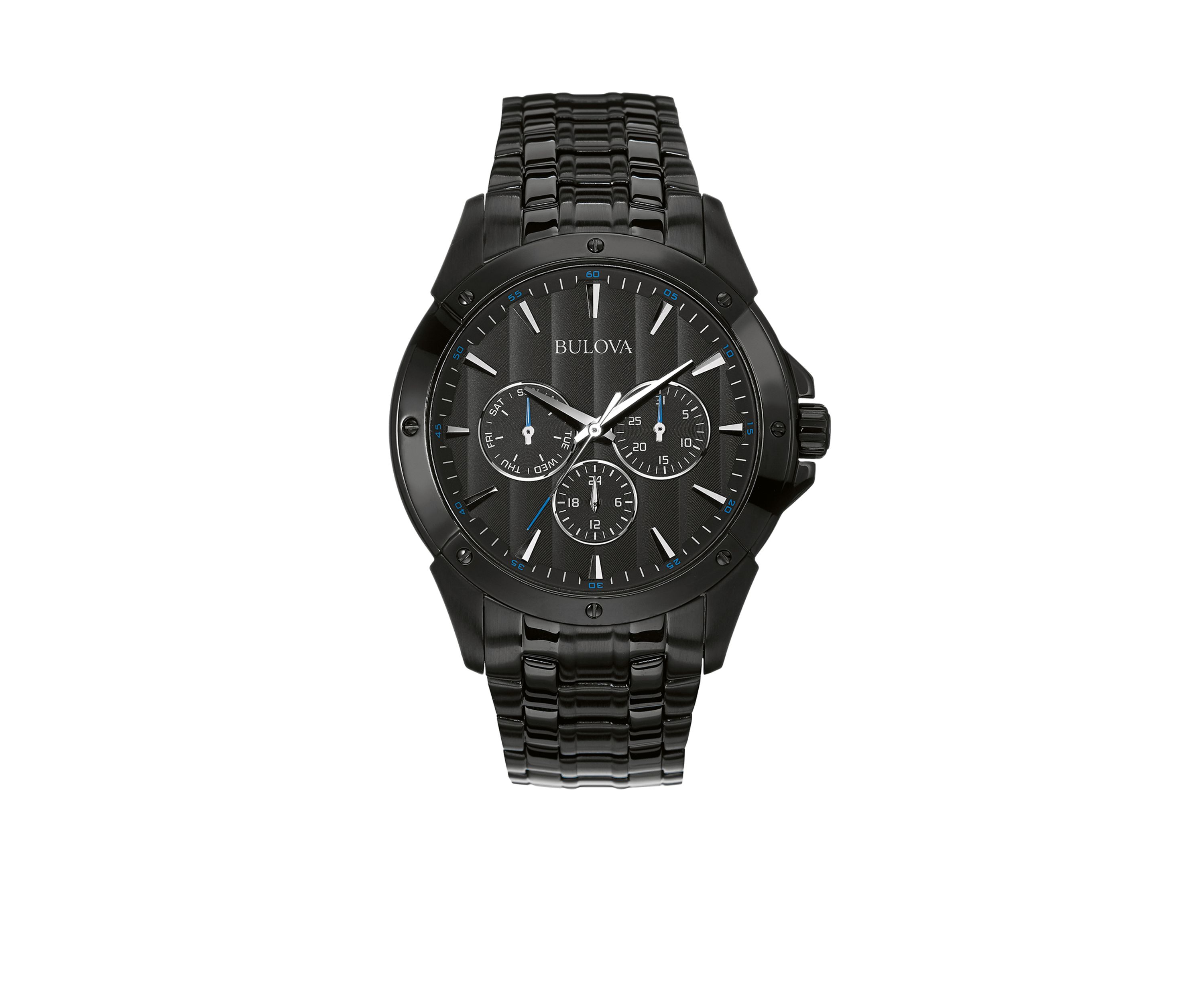 Mens Black Dial Stainless Steel Watch