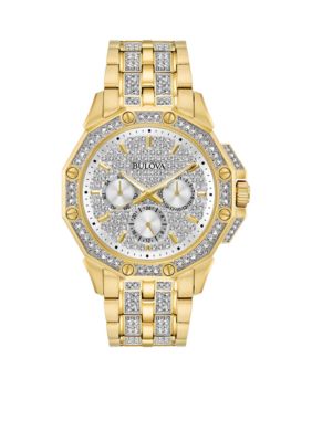Bulova Men's Gold-Tone Stainless Steel Crystals Collection Bracelet Watch