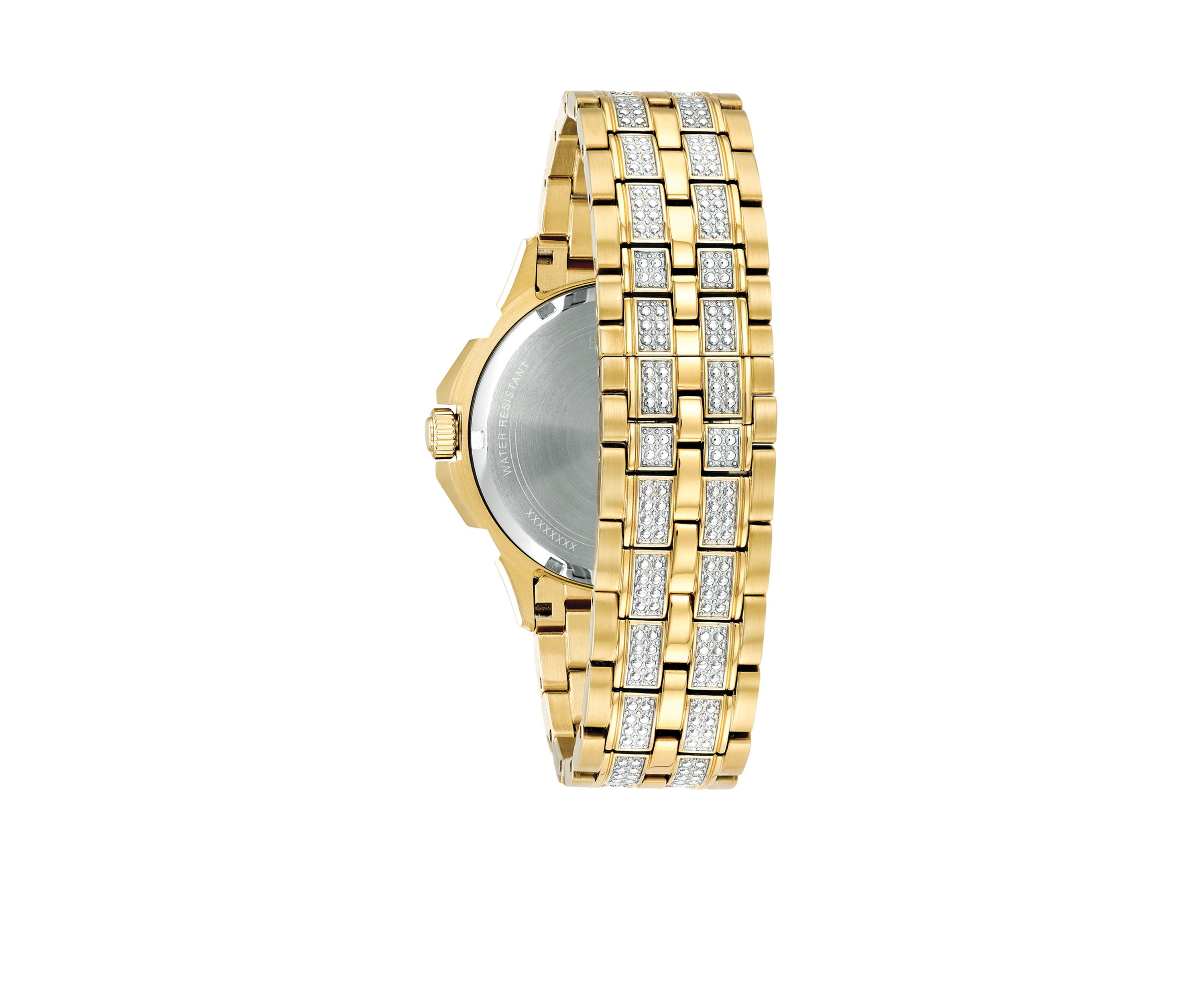 Mens Gold-Tone Stainless Steel Crystals Collection Bracelet Watch