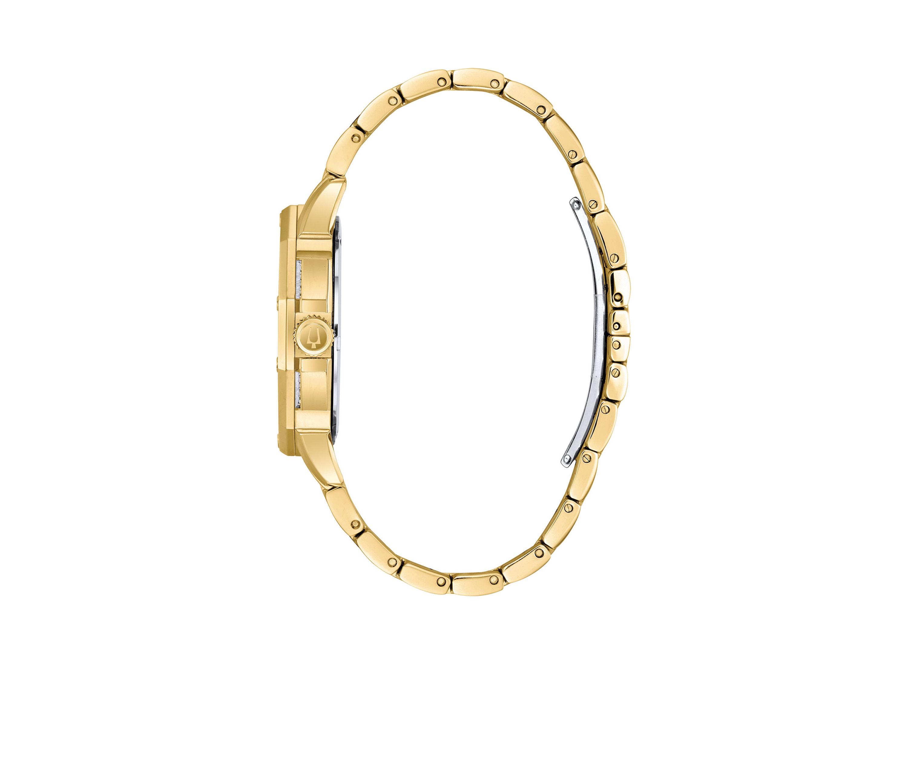 Mens Gold-Tone Stainless Steel Crystals Collection Bracelet Watch