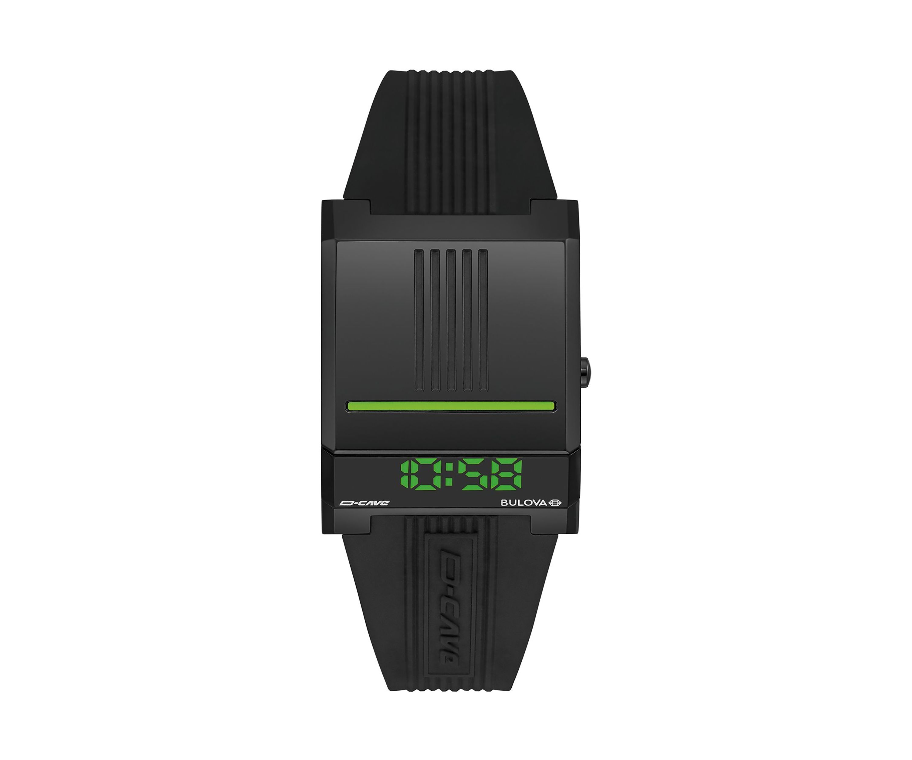 Bulova Mens Archive Computron D-Cave Black Strap Watch, 31mm