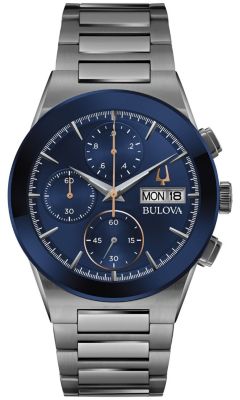Bulova Men's Modern Millenia Chronograph Gray Stainless Steel Bracelet Watch, 41Mm