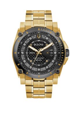 Bulova Mens Gold-Tone Stainless Steel Precisionist Bracelet Watch