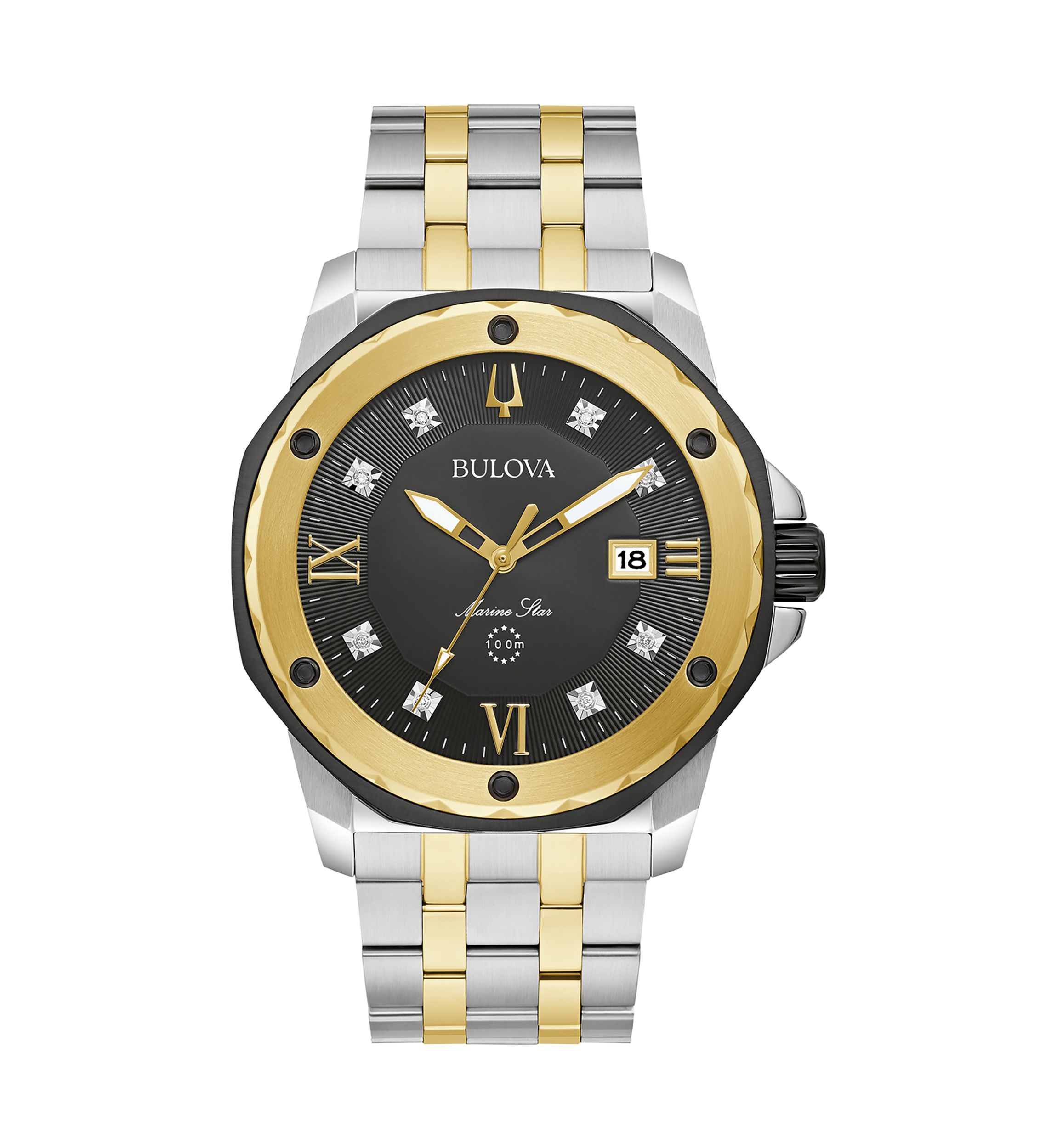 Mens Marine Star Diamond Two-Tone Stainless Steel Bracelet Watch