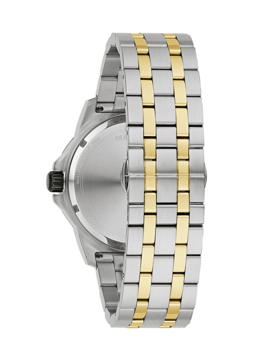 Mens Marine Star Diamond Two-Tone Stainless Steel Bracelet Watch