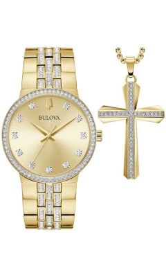 Bulova Men's Crystal Accent Gold-tone Stainless Steel Box Set, 40mm