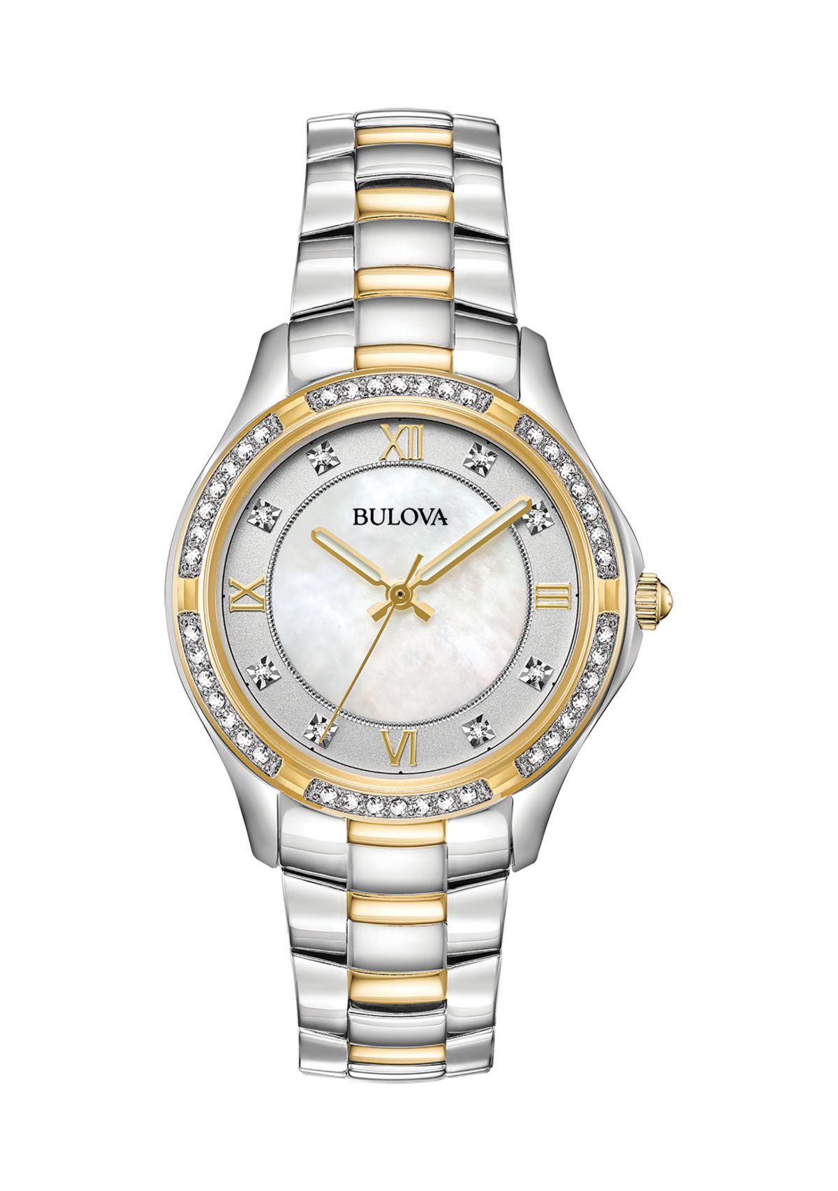 Womens Crystal Accent Two-tone Stainless Steel Watch