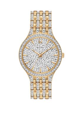 Bulova Women's Phantom Gold Tone Crystal Accent Stainless Steel Bracelet Watch