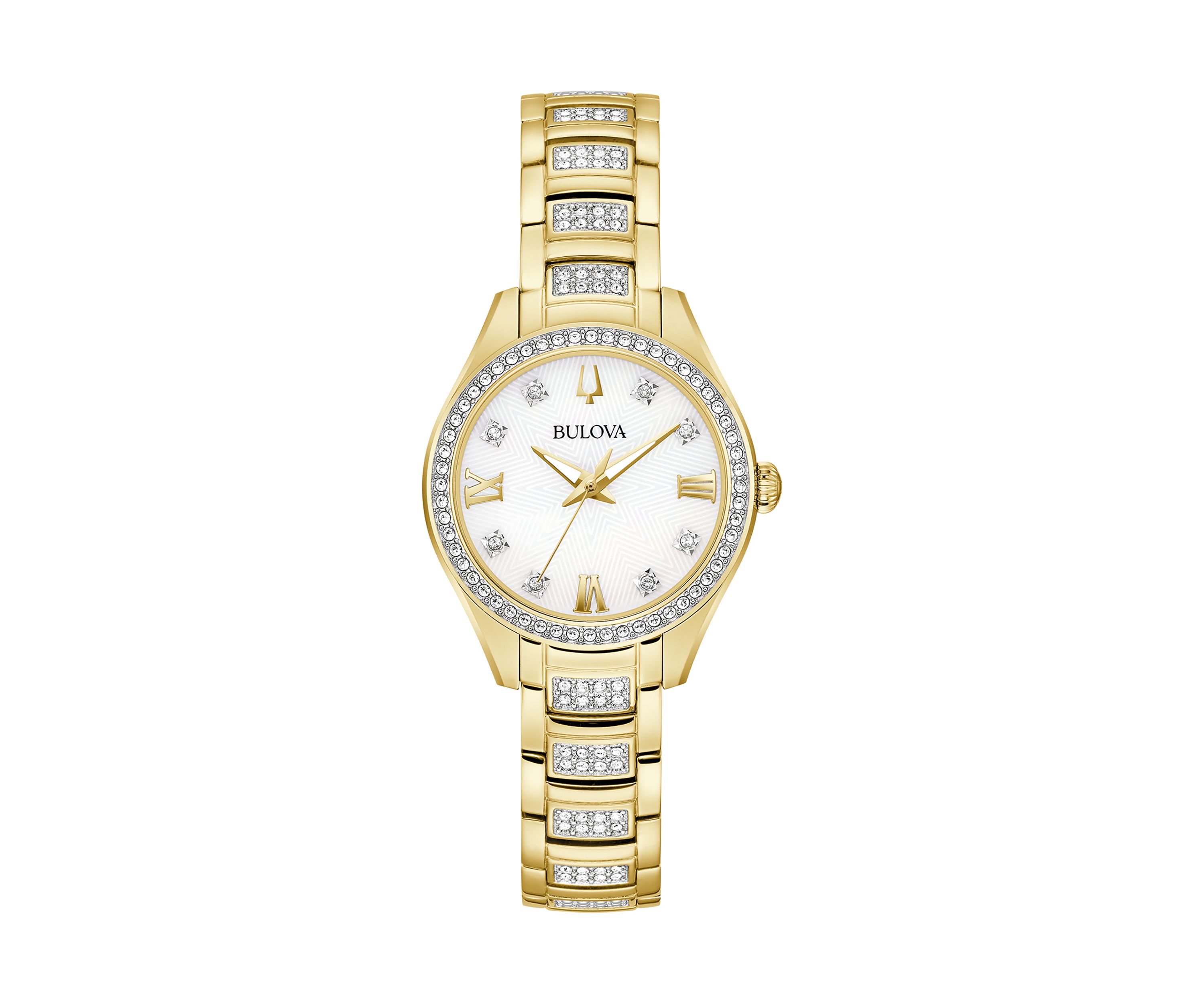 Womens Crystal Gold Tone Stainless Steel Bracelet Watch - 28.5 Millimeter