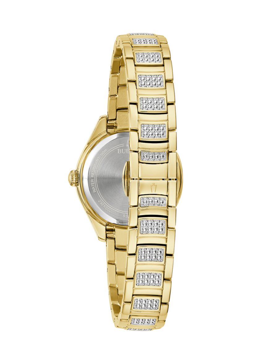 Womens Crystal Gold Tone Stainless Steel Bracelet Watch - 28.5 Millimeter