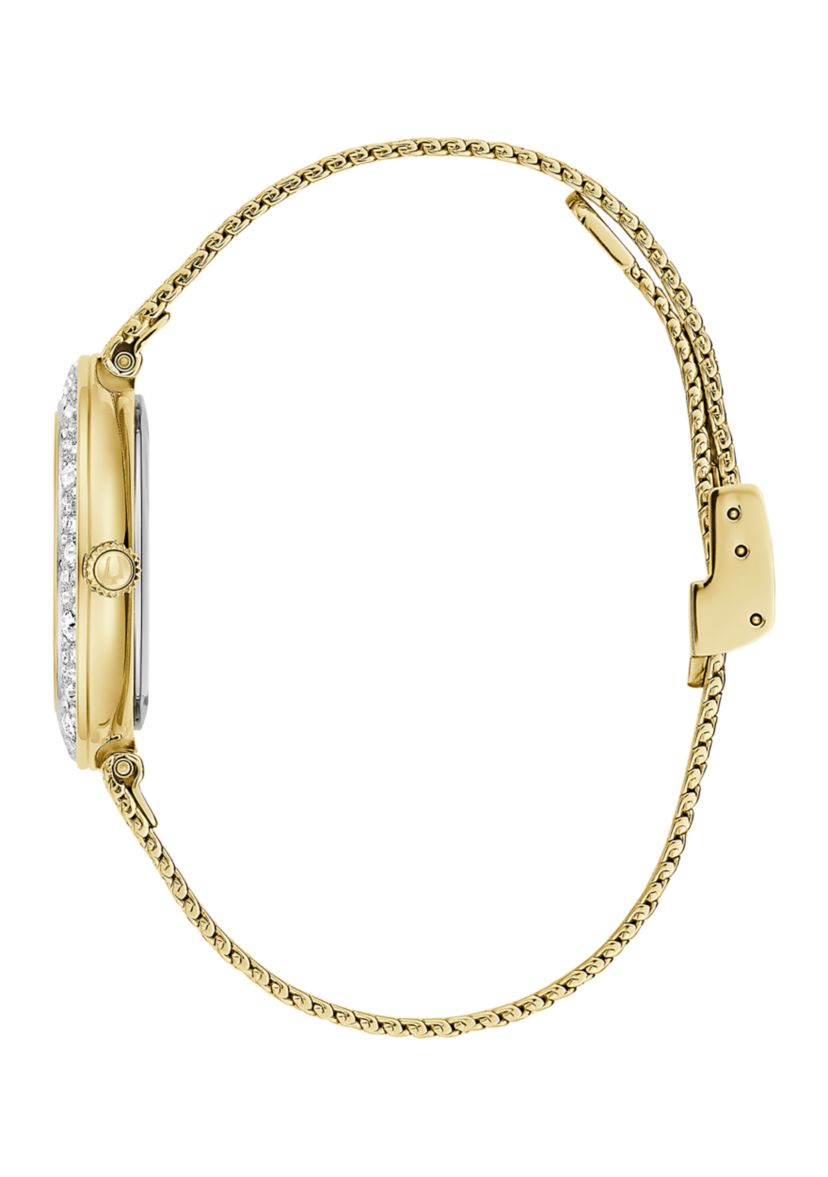 Womens Dress Classic Champagne Gold Tone Stainless Steel Bracelet Watch 