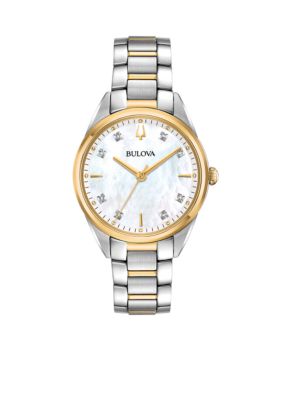 Bulova Women's Two-Tone Stainless Steel Sutton Diamond-Accent Bracelet Watch