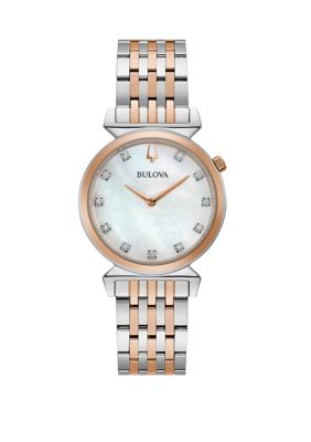 Bulova Women's Regatta Diamond Accent 2 Tone Stainless Steel Bracelet Watch -  0042429570177