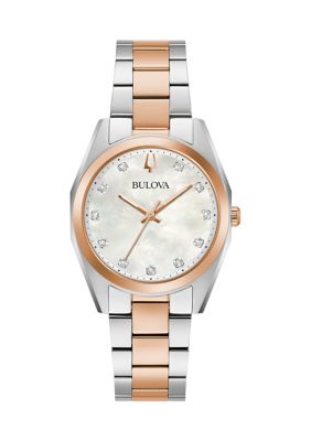 Bulova Surveyor Women's Diamond Accent Two-Tone Stainless Steel Bracelet Watch