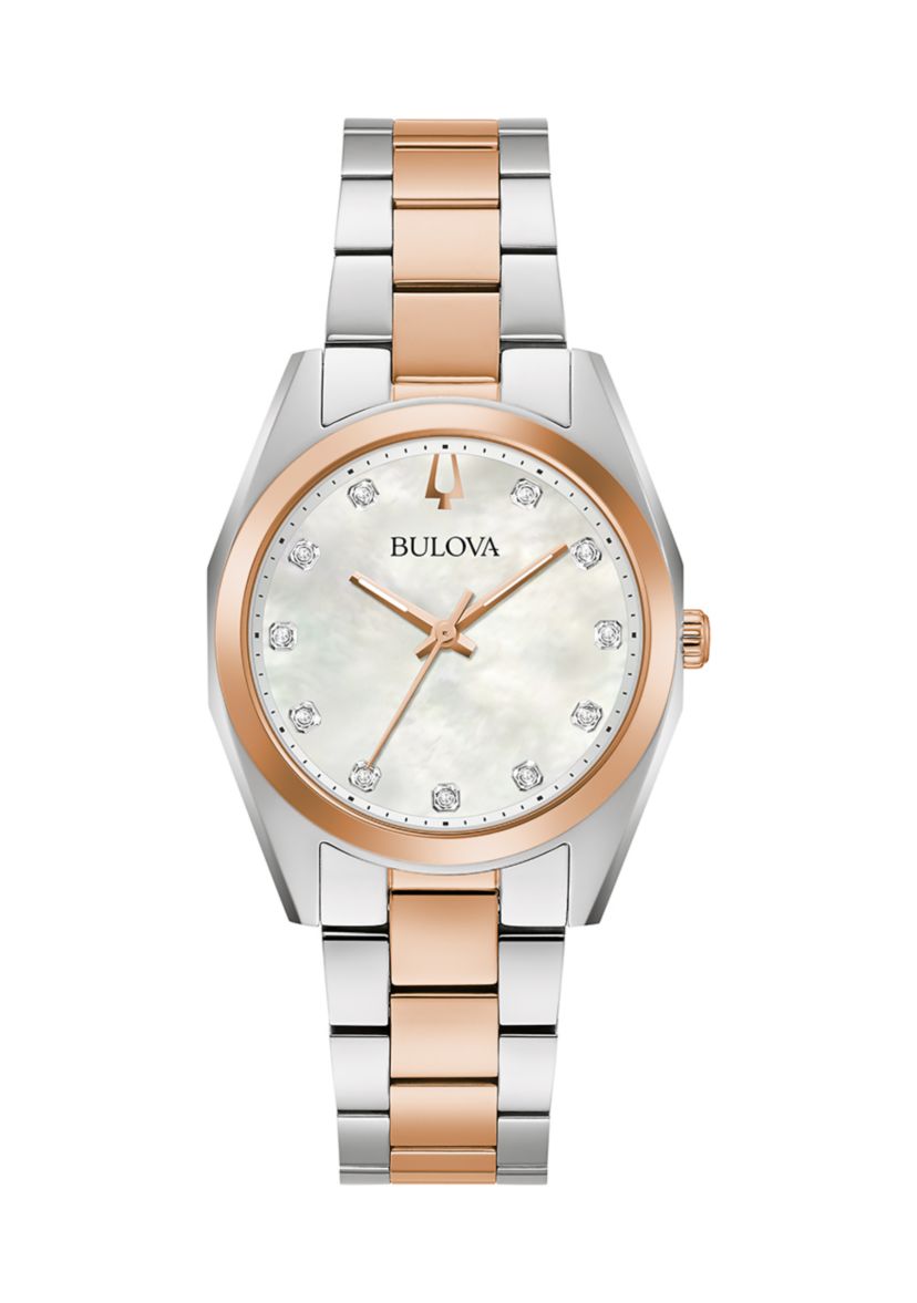 Surveyor Womens Diamond Accent Two-tone Stainless Steel Bracelet Watch