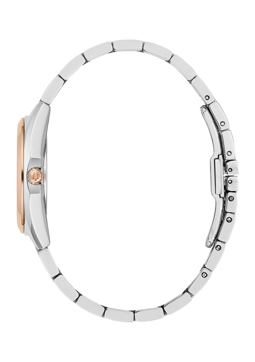 Surveyor Womens Diamond Accent Two-tone Stainless Steel Bracelet Watch