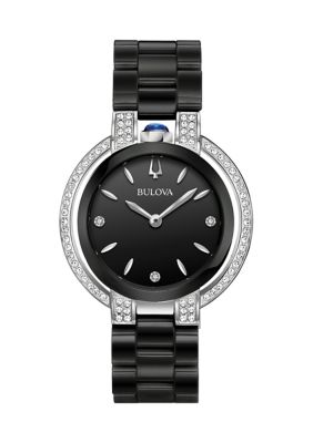 Bulova Ladies Rubaiyat Diamond Watch, Black